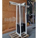Gym80 - 4 Stationenturm mit Gurtband, 4 Stack Multi Station, große Gewichtsblöcke, Rahmenfarbe Weiß, Polsterfarbe Türkis, gebraucht - überholter Zustand